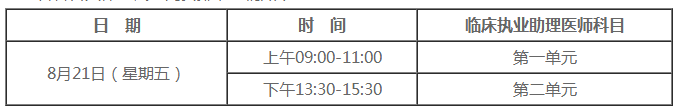 2020临床助理医师考试时间